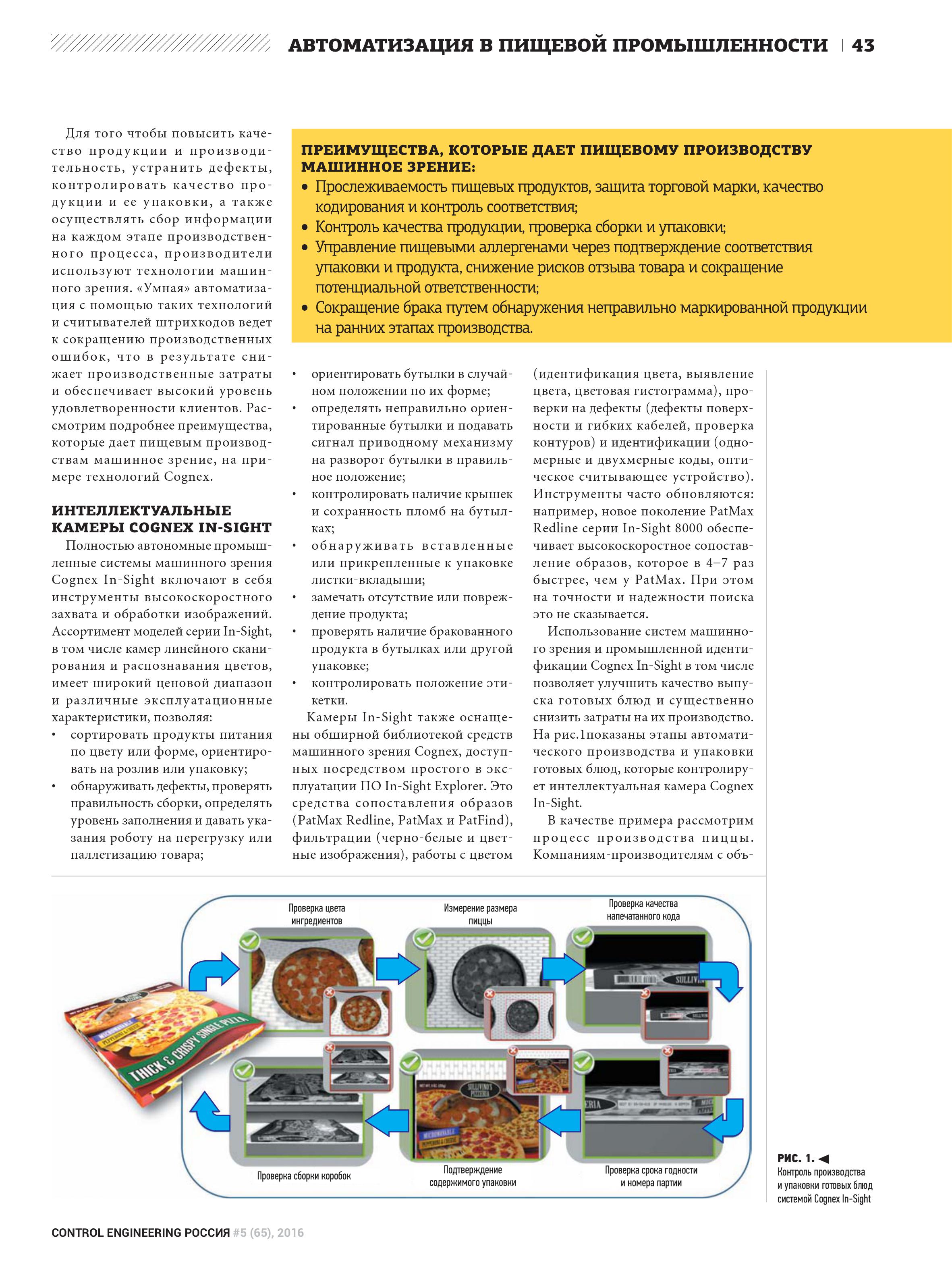 КОНТРОЛЬ КАЧЕСТВА ПРОДУКЦИИ, БЕЗОПАСНОСТИ И ЦЕЛОСТНОСТИ УПАКОВКИ С ПОМОЩЬЮ ТЕХНОЛОГИЙ COGNEX